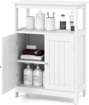 Mobile da Bagno, Armadietto Salvaspazio da Terra con Ripiano Regolabile e 2 Ante, Credenza Moderno in Legno per Soggiorno, Camera da Letto e Ufficio, 60 x 30 x 80 cm, Portata 90 kg (Bianco)