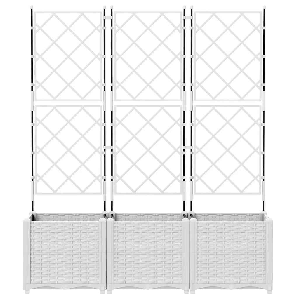 Fioriere | Cassetta per fiori | Vaso da giardino 3 pz Bianco 120 x 40 x 143 cm Plastica