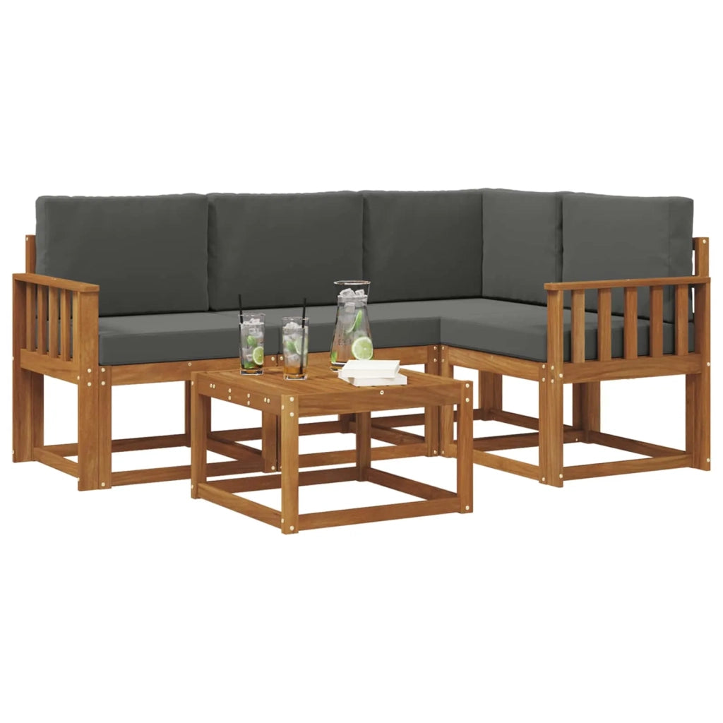 Set di divani da esterno con cuscino 5 pcs Naturale e Antracite