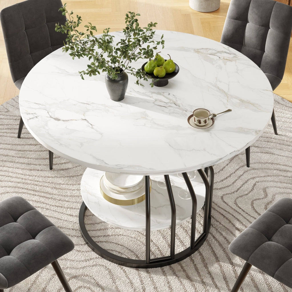 Set tavolo rotondo 80 cm con 4 sedie in velluto grigio e metallo