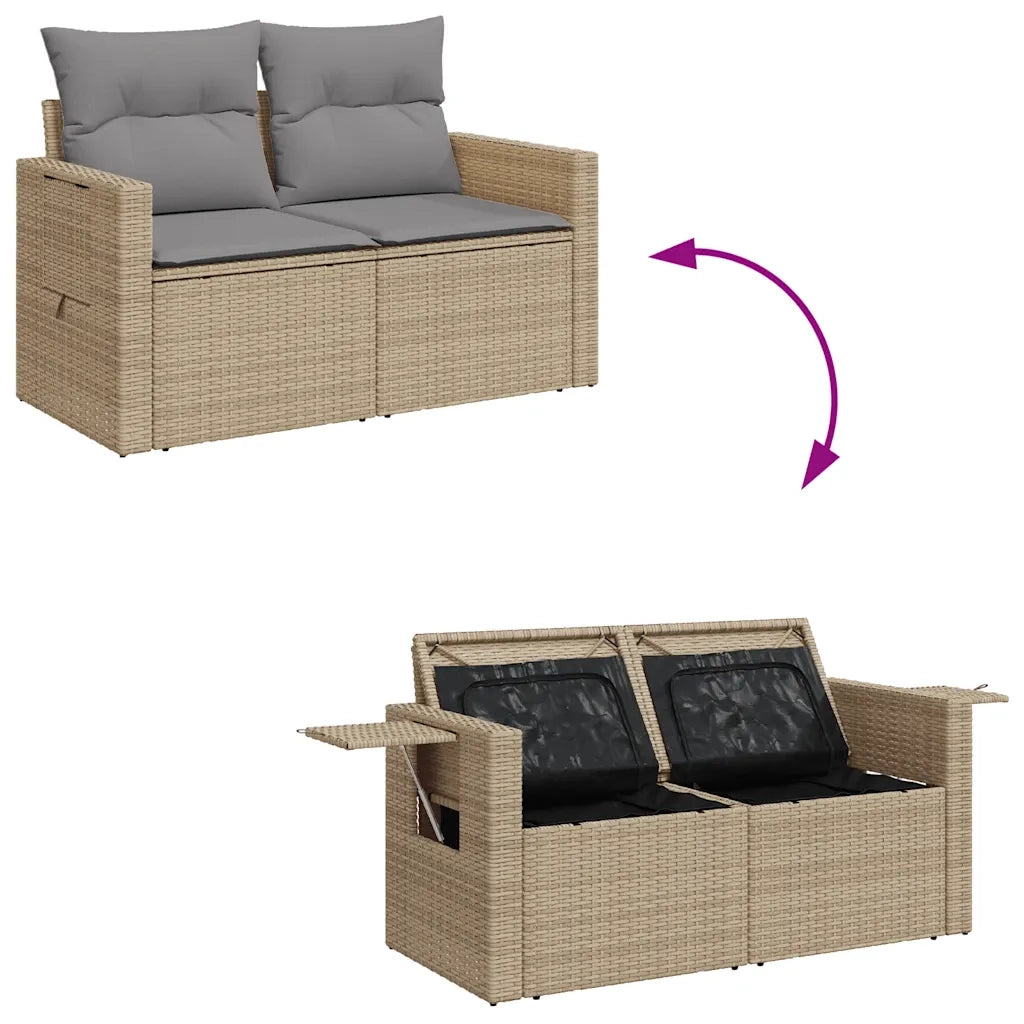 Set Divano da Giardino 8 pz con Cuscini Beige Polyrattan Acacia 3328032