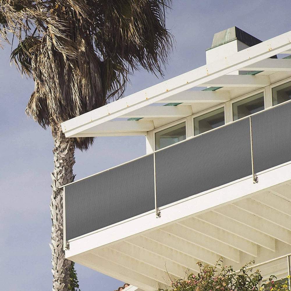 Trade Shop - Recinzione Giardino Frangivista Per Balcone Canniccio Pvc Grigio Esterno 1,5x3mt -