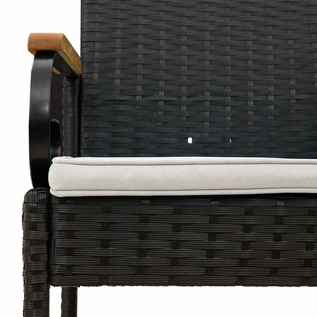 Sedie da giardino 4 pz | Sedie da Esterno Nero e Bianco Crema Polyrattan e acacia