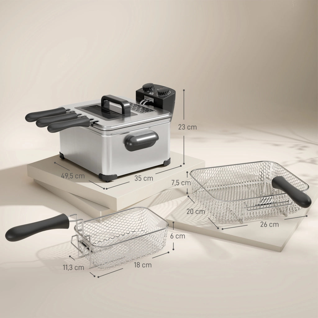 Friggitrice 5 litri con timer e regolazione temperatura 2000W ¨C Minimal ¨C cestello estraibile e finestra di visualizzazione