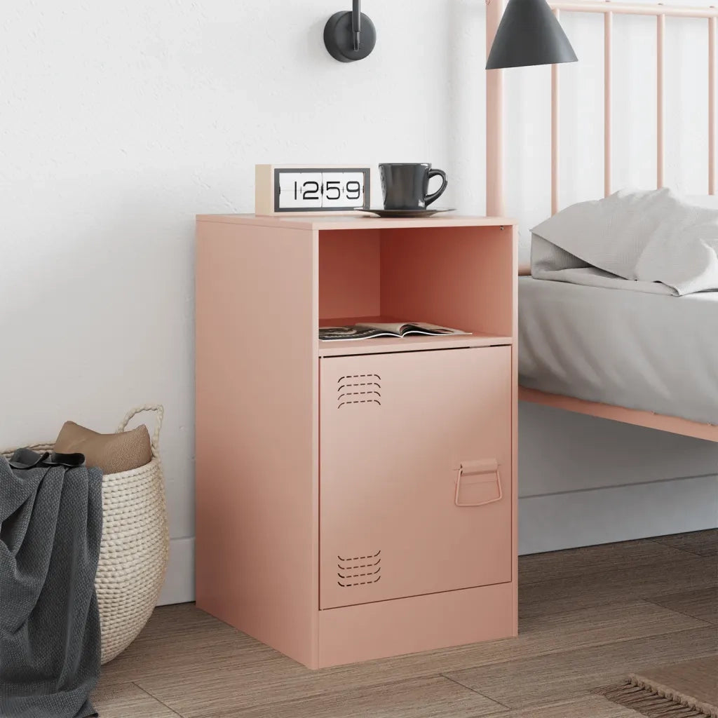 Comodino | Armadio da Notte | Mobiletto da notte Rosa 34,5x39x62 cm in Acciaio