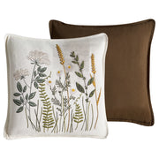 Set di 2 cuscini decorativi in tessuto di cotone bianco e marrone con motivo floreale, 45 x 45 cm