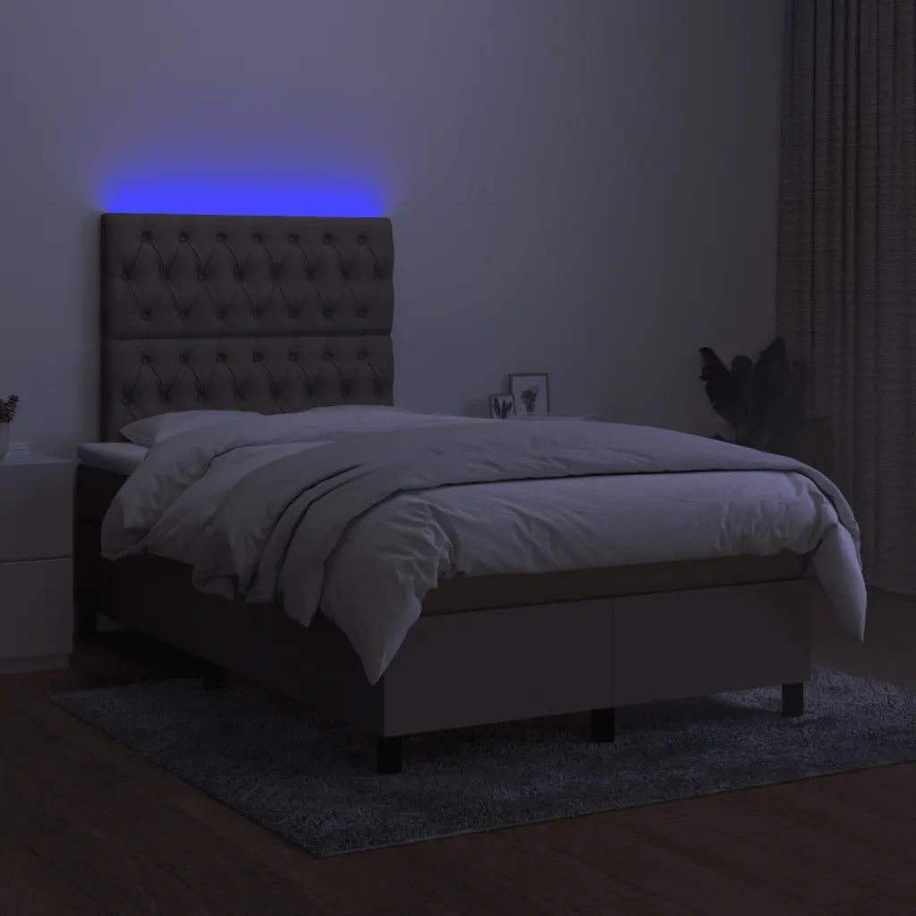 Letto a Molle con Materasso e LED Tortora 120x190 cm in Tessuto 3270222
