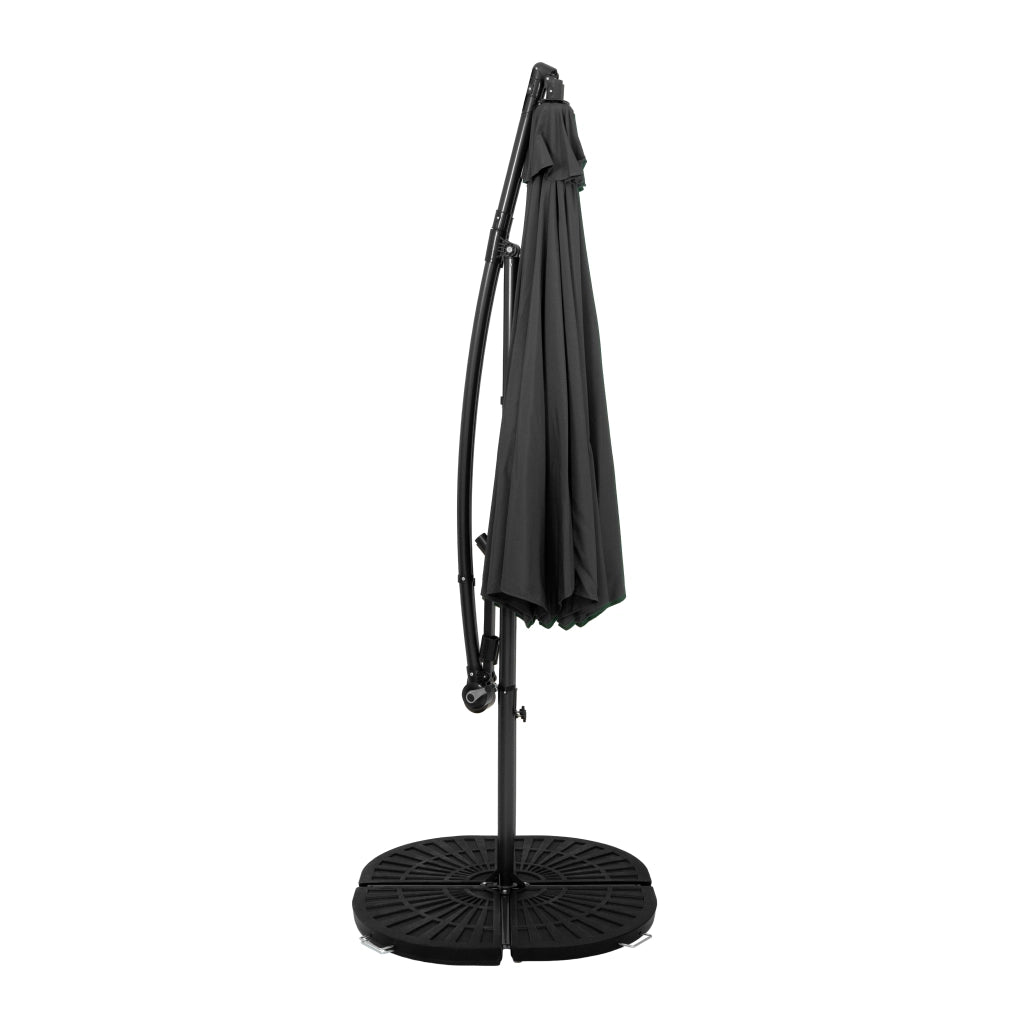 Ombrellone Decentrato 3m Grigio Banana con Base 2 Pesi 28kg