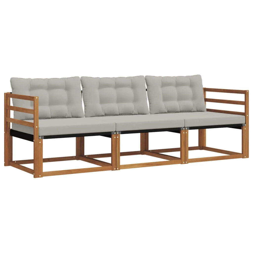 Set di divani da esterno 3 pcs Grigio Naturale e Chiaro