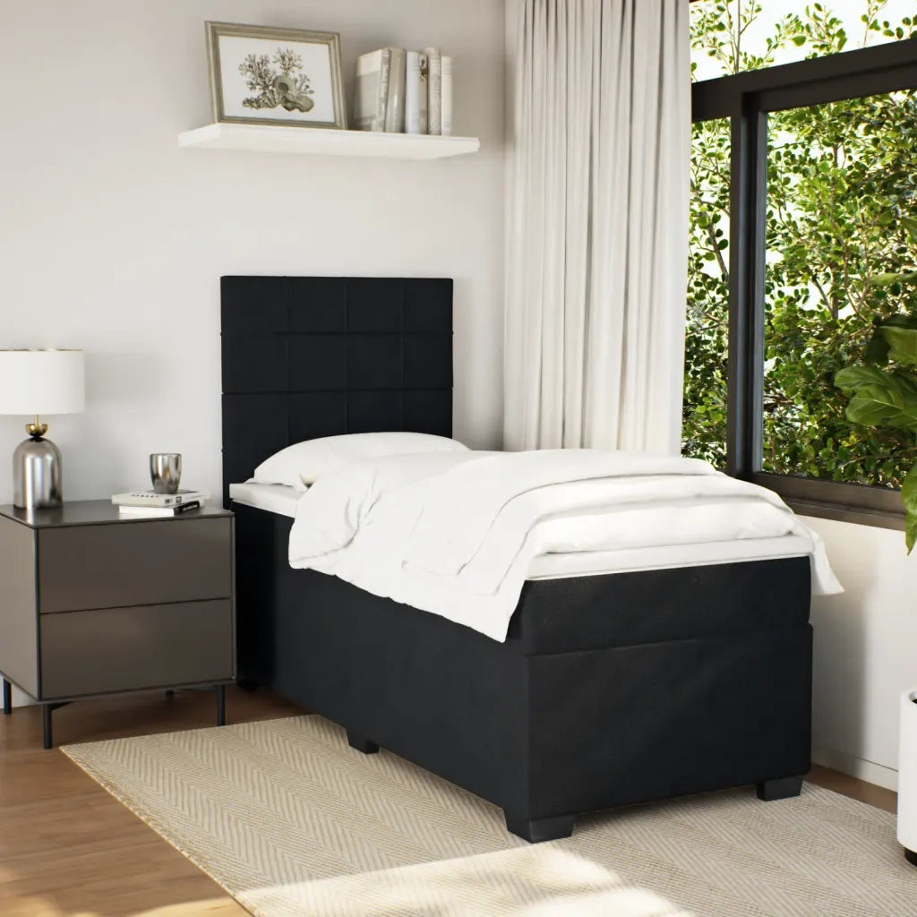 Giroletto a Molle con Materasso Nero 80x200 cm in Velluto 3290764