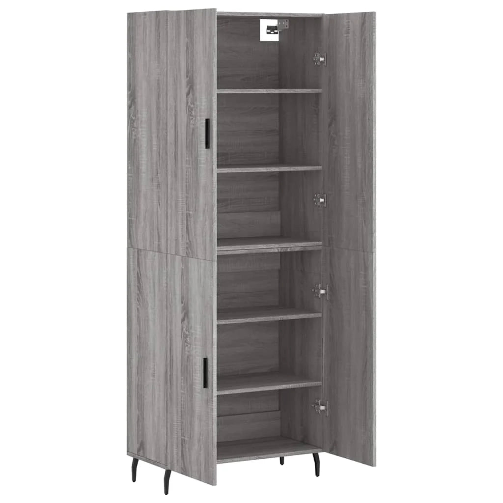 Buffet credenza cassettiera armadio mobile contenitore organizer cucina soggiorno salotto rovere Sonoma alto 69,5 x 34 x 180 cm legno ingegnerizzato grigio 02_0035576