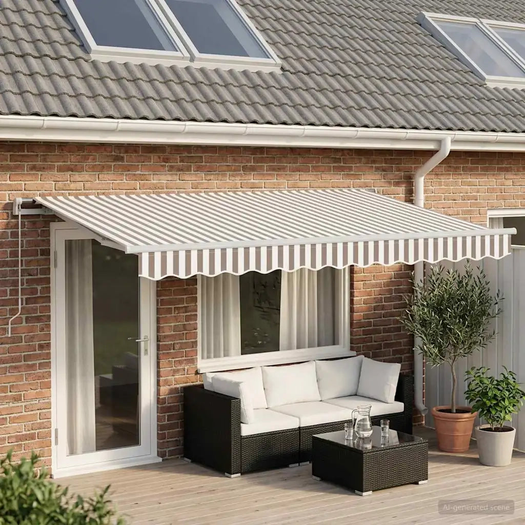 Tenda retrattile Grigio chiaro e bianco 5 x 3 m 3426321