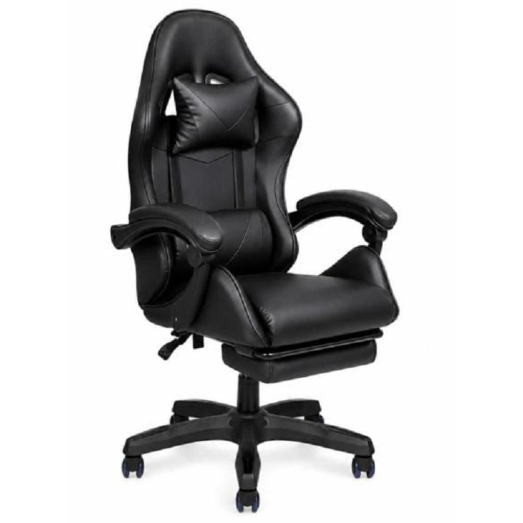Ecoprice Sedia Gaming Similpelle +P.Piedi Lux Nero/Nero