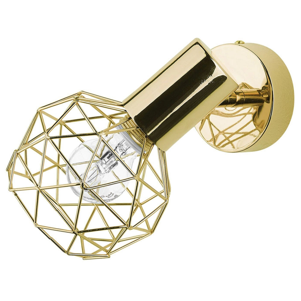 Set di 2 Lampade da Parete applique in metallo dorato con paralume a gabbia regolabile in posizione luce moderna stile glamour