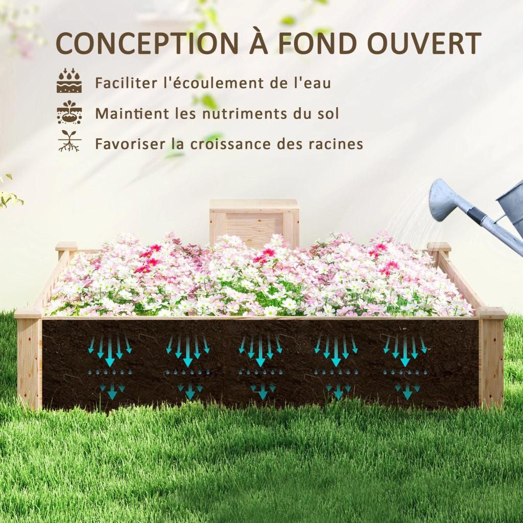 Fioriera da giardino in legno ¨C zephmum ¨C naturale 123x123x25.5 cm