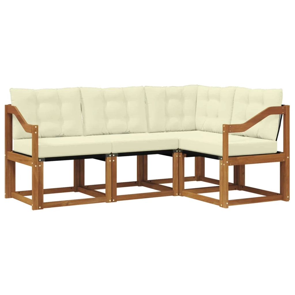 Set di divani da esterno con cuscino 4 pcs Naturale e Crema