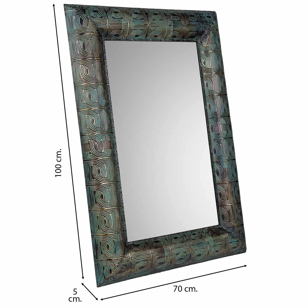 Specchio da parete in metallo blu 70x5x100h
