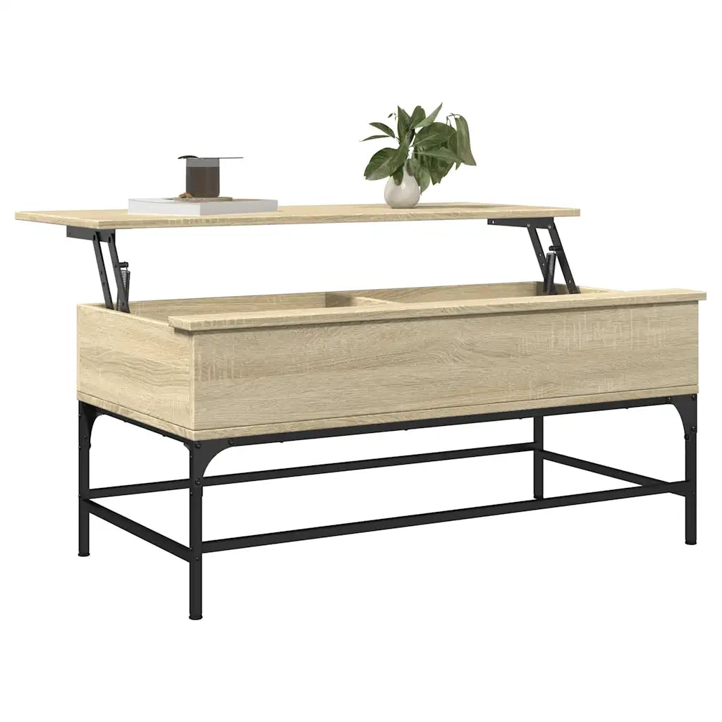Tavolino Rovere Sonoma 100x50x45 cm Legno Multistrato e Metallo 845397