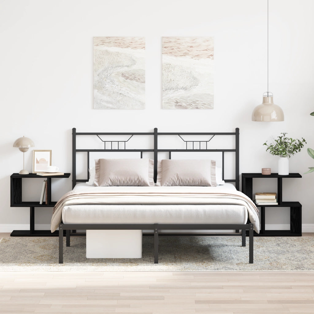 Comodino 2 pezzi Rovere Nero 50x30x51,5 cm Legno ingegnerizzato