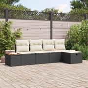 Set di Divani da Giardino con Cuscini Nero Polyrattan