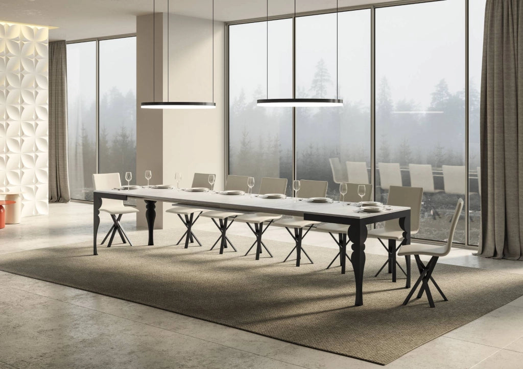 Tavolo allungabile 90x180/440 cm Paxor Evolution Bianco Frassino telaio Antracite
