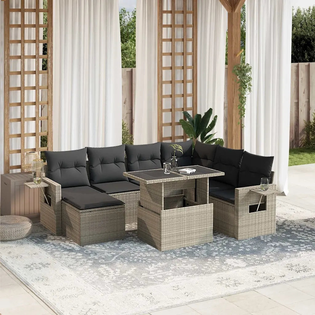 vidaXL Set Divano da Giardino 8pz con Cuscini Grigio Chiaro Polyrattan