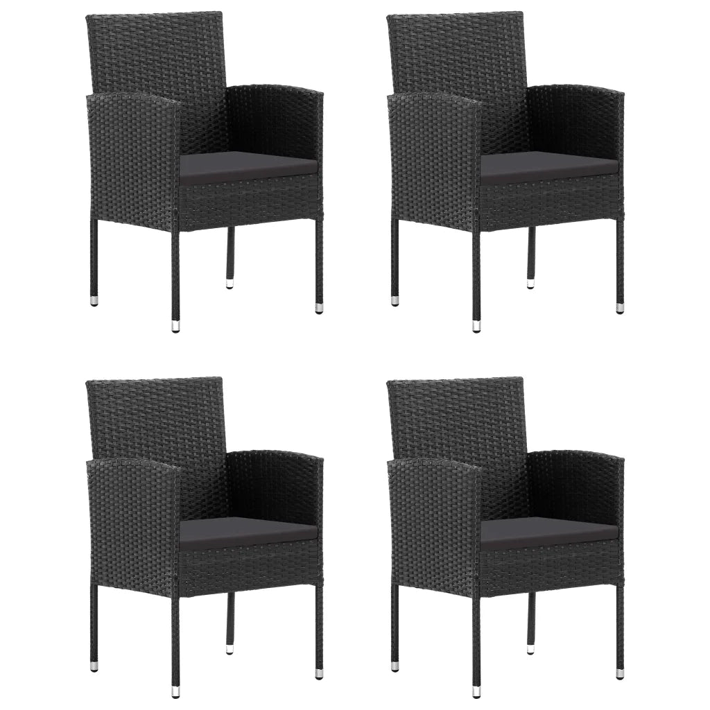 Set da Pranzo da Giardino 5 pz | Set Salotto da Giardino in Polyrattan Nero