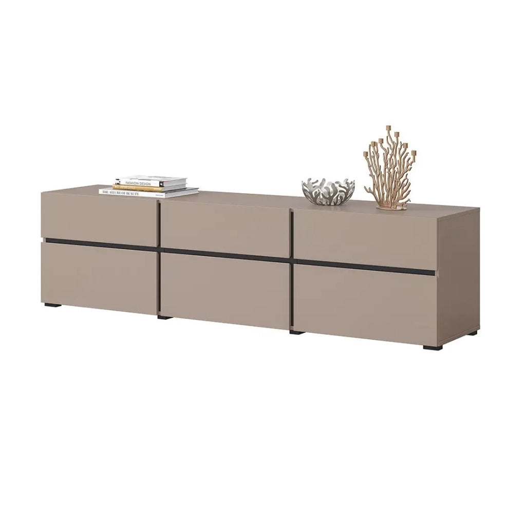 Mobile TV 180cm colori beige e nero collezione HAVANA. Mobile design con 3 porte e 3 cassetti.