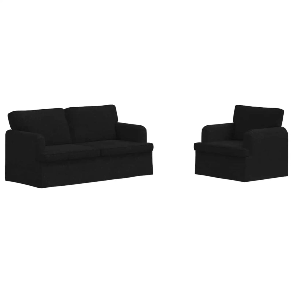 Divano 2 pcs Nero 162 x 80 x 85 cm Tessuto