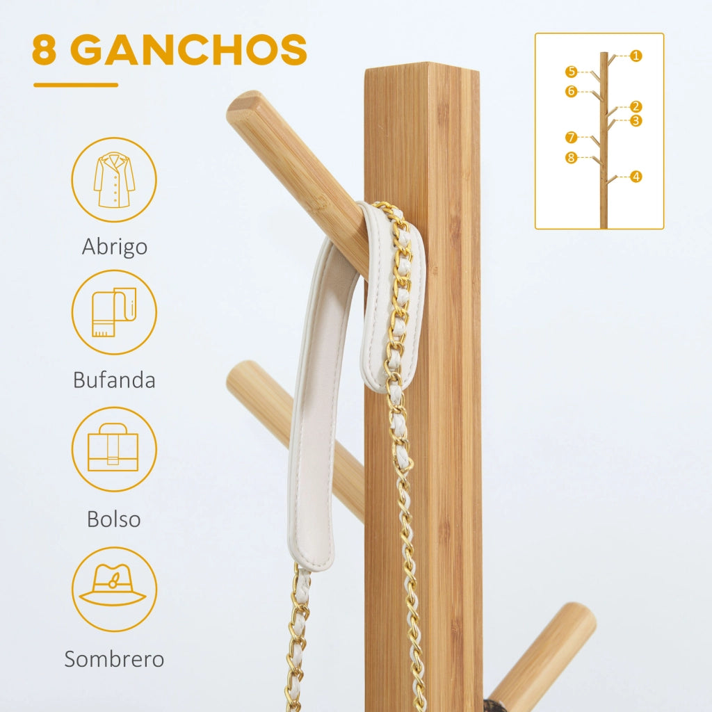 Appendiabiti a Forma di Albero ¨C Xylo ¨C Bamb¨´ Naturale 8 Ganci 178cm