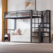 Letto a soppalco 90x200 in metallo con scala e spazio sottostante