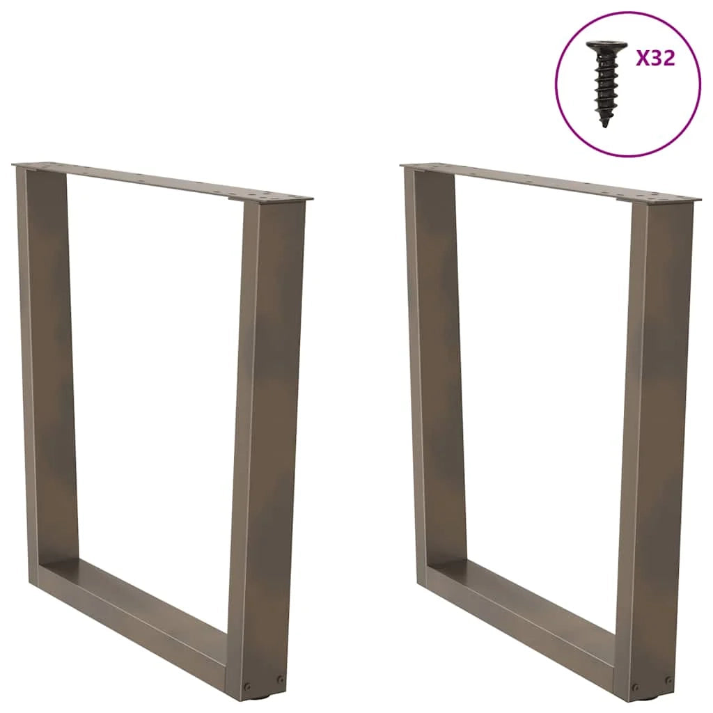 Set di 2 gambe per tavolo da pranzo geometriche modernizzate 90 x 72 cm con piedini regolabili in acciaio naturale 02_0056941