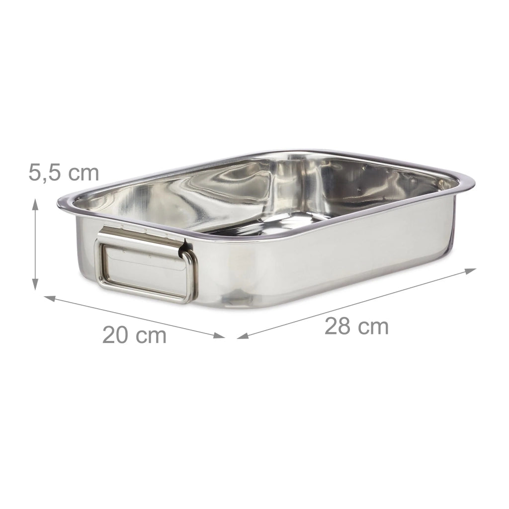 Pirofila da forno multifunzionale con griglia 38 x 27 cm ideale per cottura verdure e carne in acciaio inossidabile argentato 13_0006868