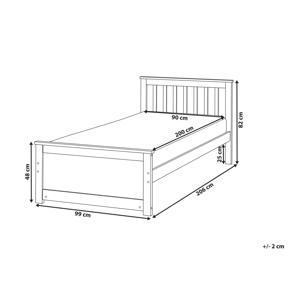 Letto singolo in pino MDF con rete a doghe 90 x 200 cm in marrone stile minimalista scandinavo