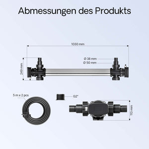 CUV-772 Chiarificatore UV per laghetto, acciaio inox, Sterilizzatore con lampada 72W
