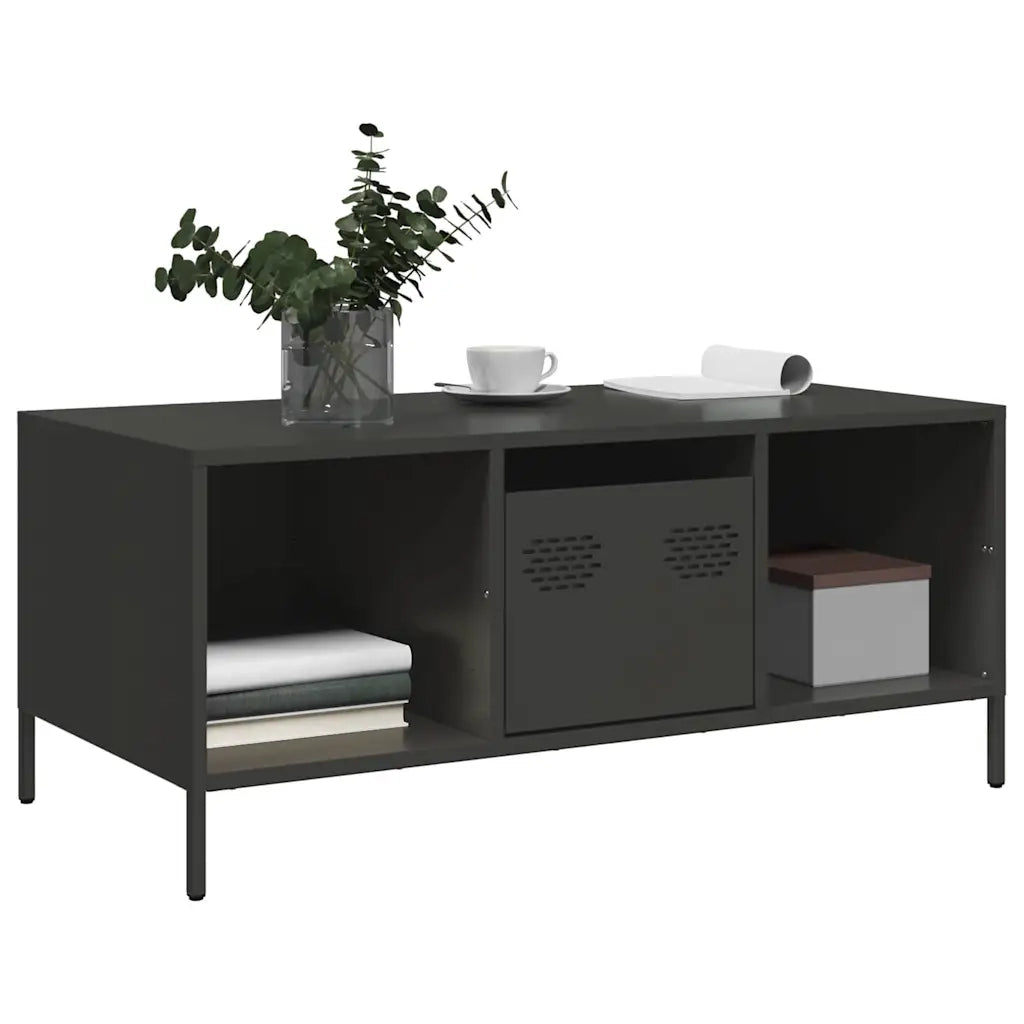 Tavolino da salotto | Tavolino da caff¨¨ | Tavolino da Soggiorno Nero 101,5x50x43,5 cm in Acciaio Laminato a Freddo
