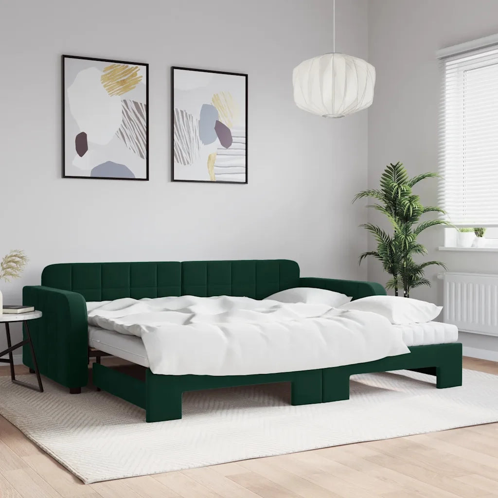 Divano Letto Estraibile Materassi Verde Scuro 90x200 Velluto 3196955