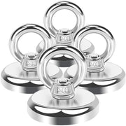 Magnetismo Plus - Forte magnete Neodymium per pesca con magneti - 45 kg - presa extra - viti oculari - diametro 32 mm - 4 pezzi