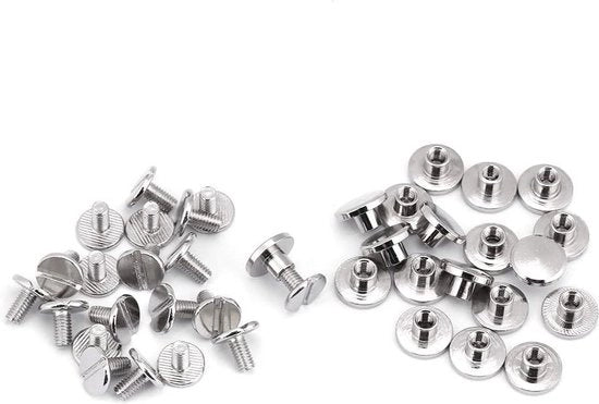 Piastrine a viti a schizzo - 20 pezzi, chiodi a testa di clessidra per artigianato in pelle, argento - 5mm.