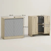 Armadietto Sottolavabo in MDF con Ritaglio per Lavandino con 2 Ante e 2 Mensole Regolabili, 60 x 30 x 60cm