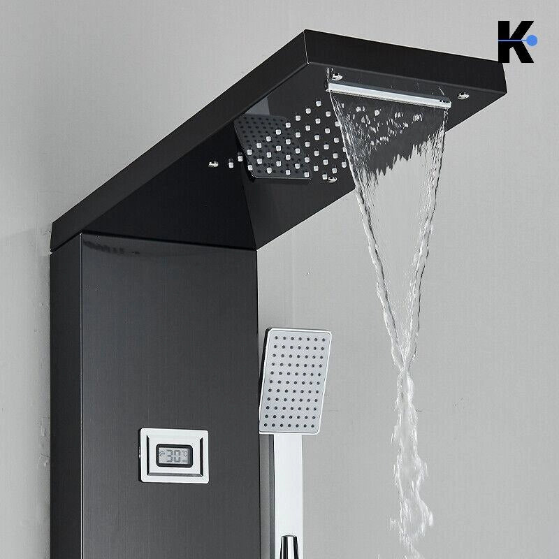 BERND | Pannello doccia Premium Doccia a pioggia in acciaio inox | Doccia massaggiante nera opaca Sistema doccia | Miscelatore Rubinetto Doccia doccia
