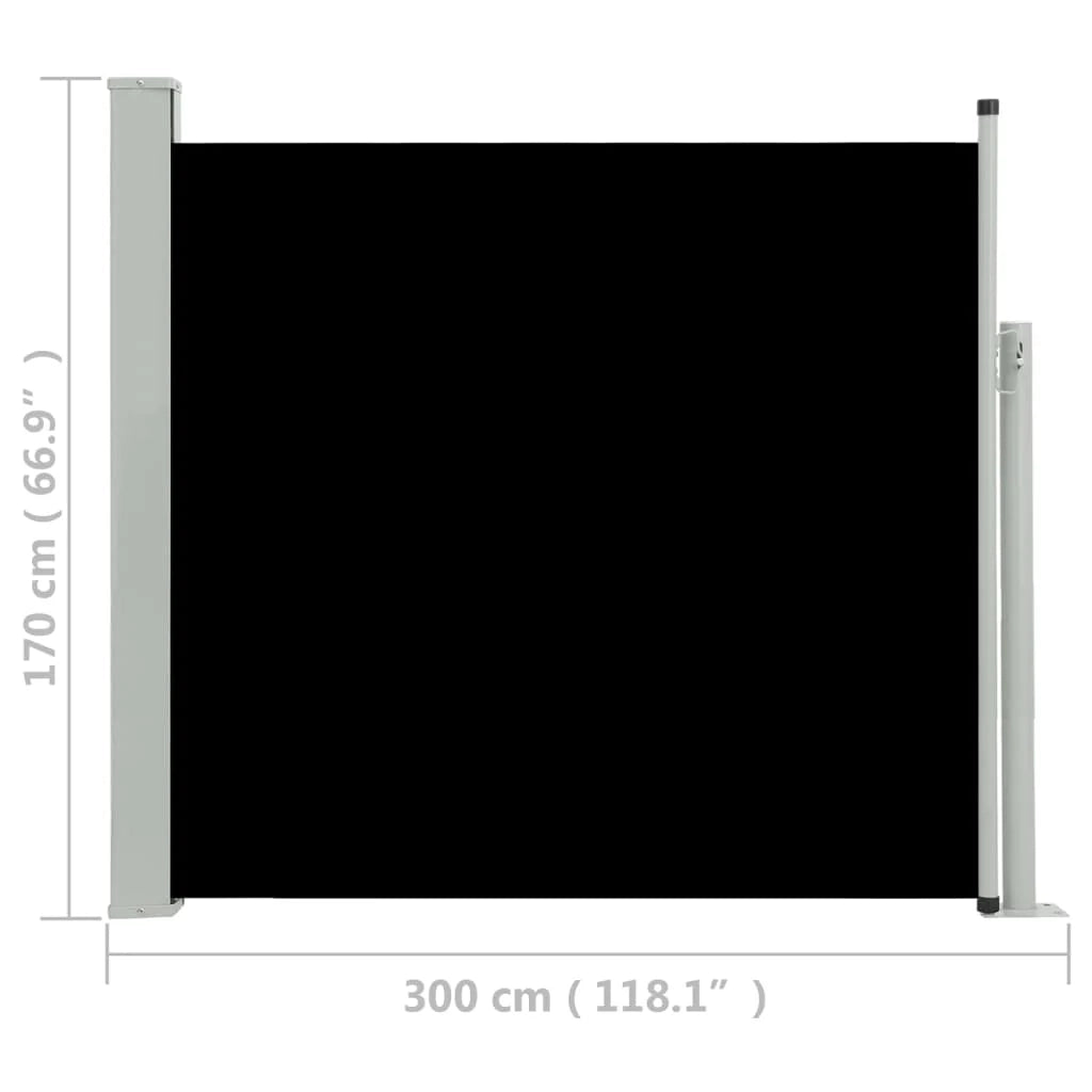 Tenda da sole laterale retrattile/schermo privacy per patio giardino terrazza balcone 170 x 300 cm nero 02_0007317