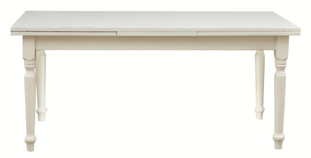 Biscottini Tavolo allungabile Country in legno massello di tiglio finitura bianca anticata L180xPR90xH80 cm. Made in Italy