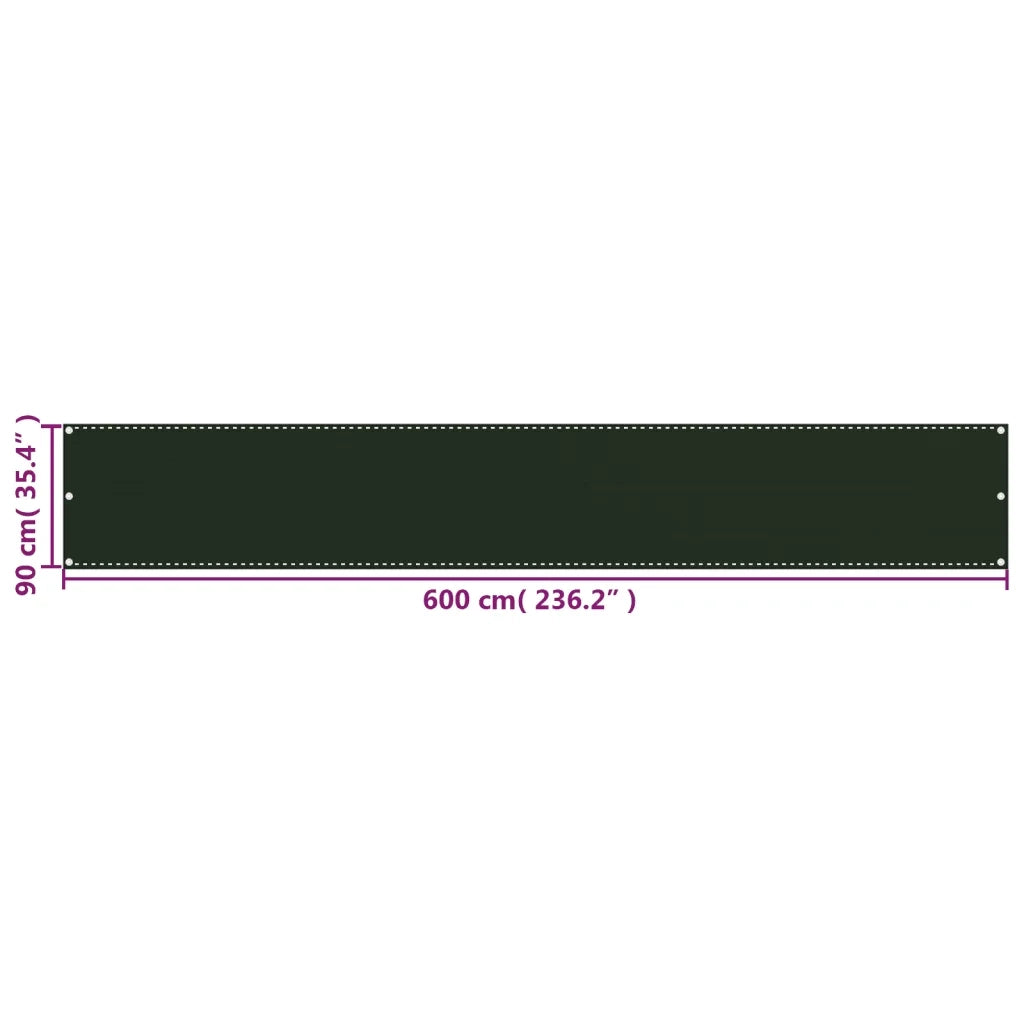 Paravento da Balcone Verde Scuro 90x600 cm in HDPE 310975