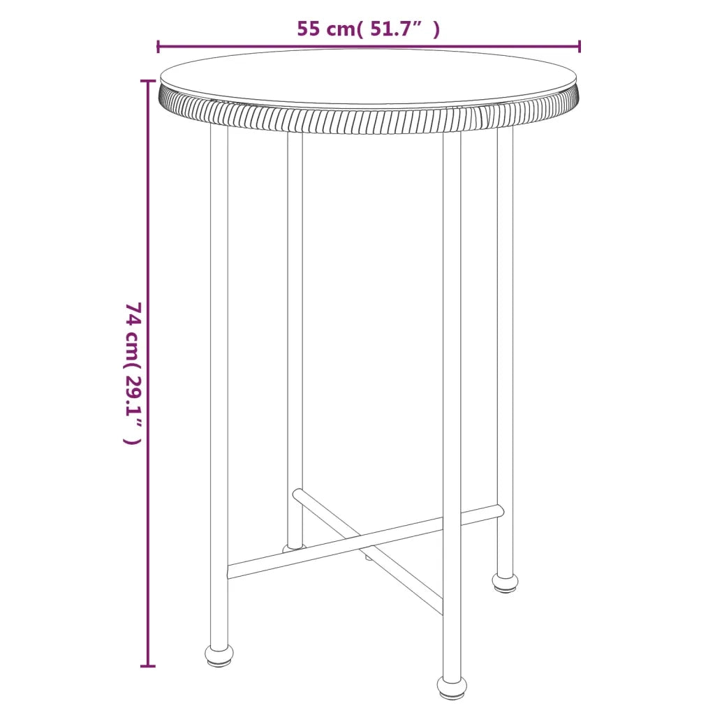 Tavolo da Pranzo Nero Ã˜55 cm Vetro Temperato e Acciaio cod mxl 34227