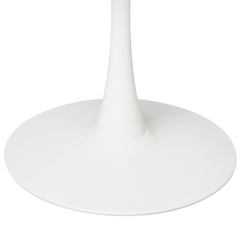 Tavolo da pranzo rotondo Piano in pietra sinterizzata effetto marmo bianco ø 90 cm Base in metallo 4 posti Cucina
