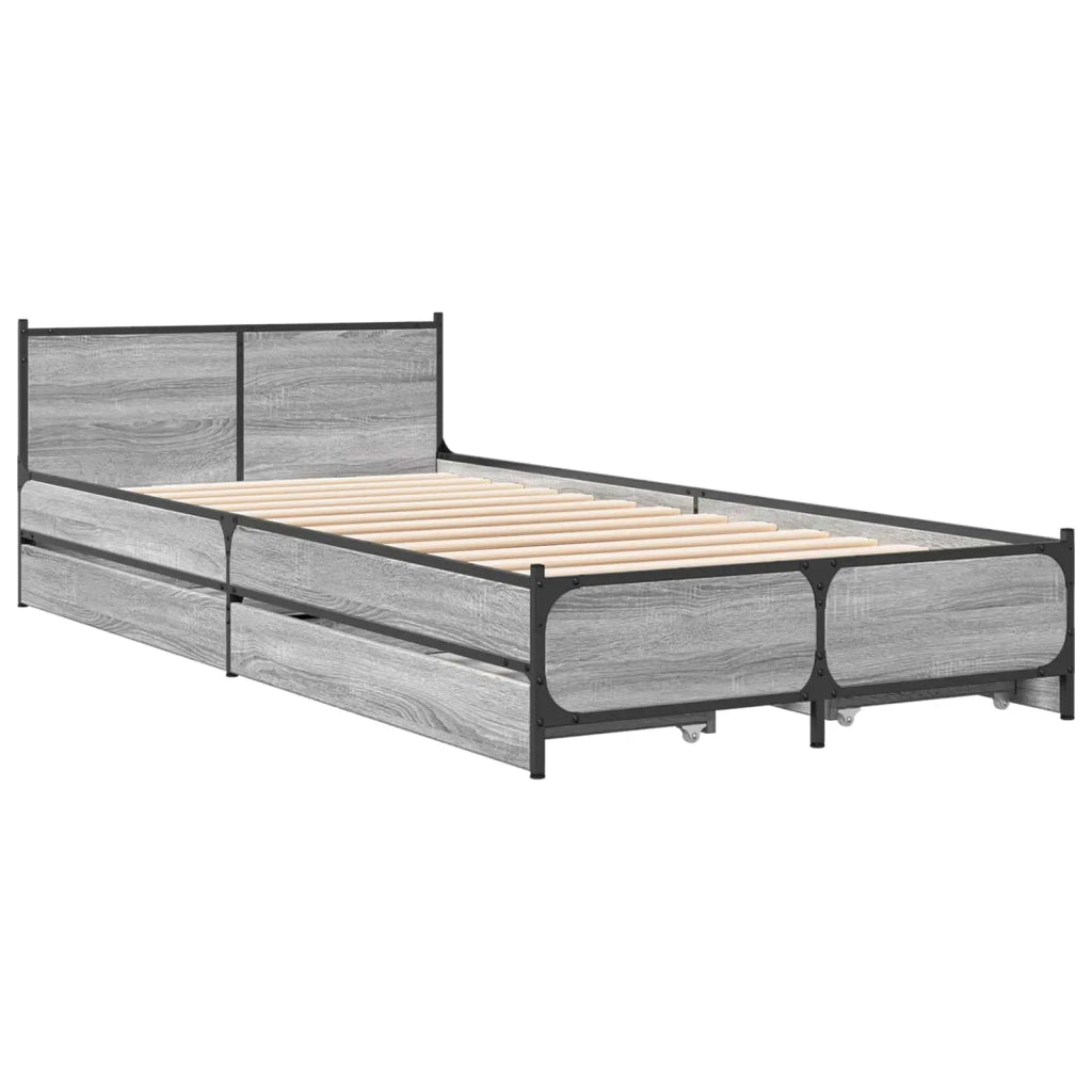 Struttura letto con testata con ruota Sonoma grigio 80 x 200 cm 3429696