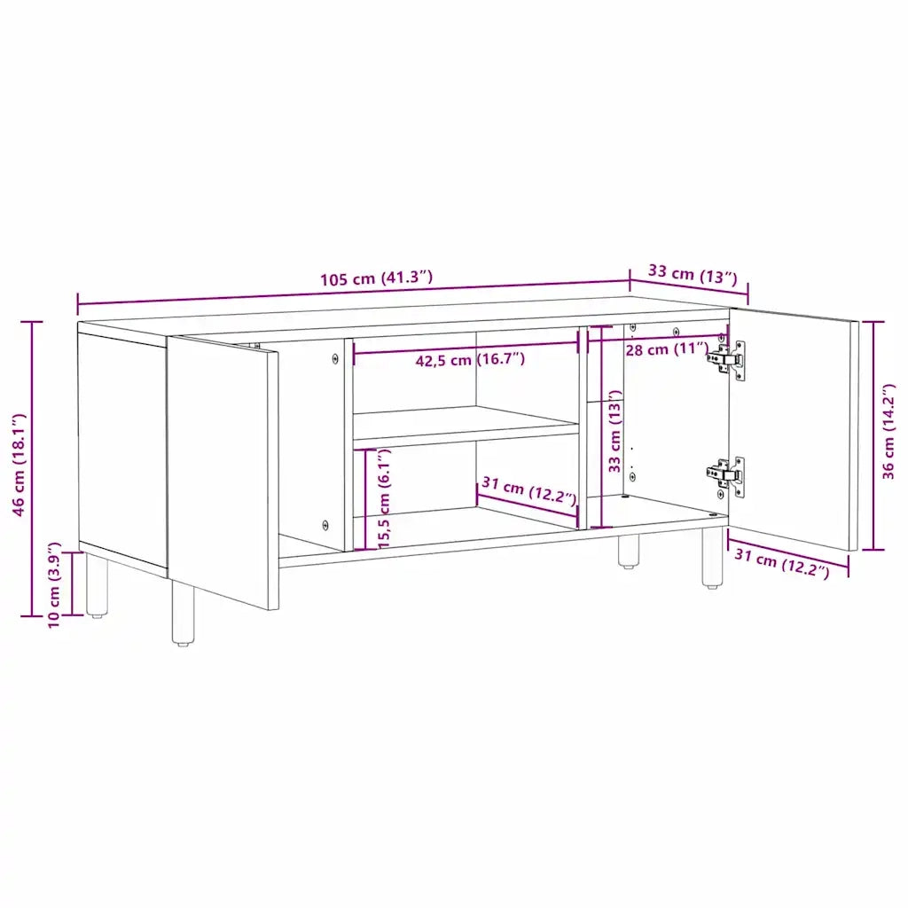 Mobile TV con porta-Credenza per TV Finitura Marrone Acacia 105 x 33 x 46 cm
