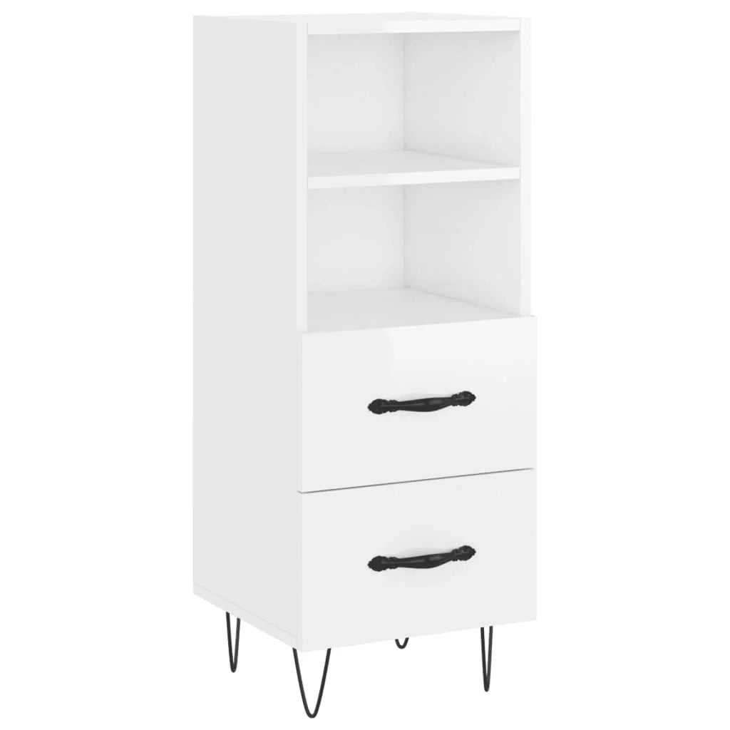 Buffet credenza cassettiera mobiletto mobile contenitore organizer per cucina soggiorno finitura lucida 34,5 x 34 x 90 cm legno ingegnerizzato bianco 02_0030614