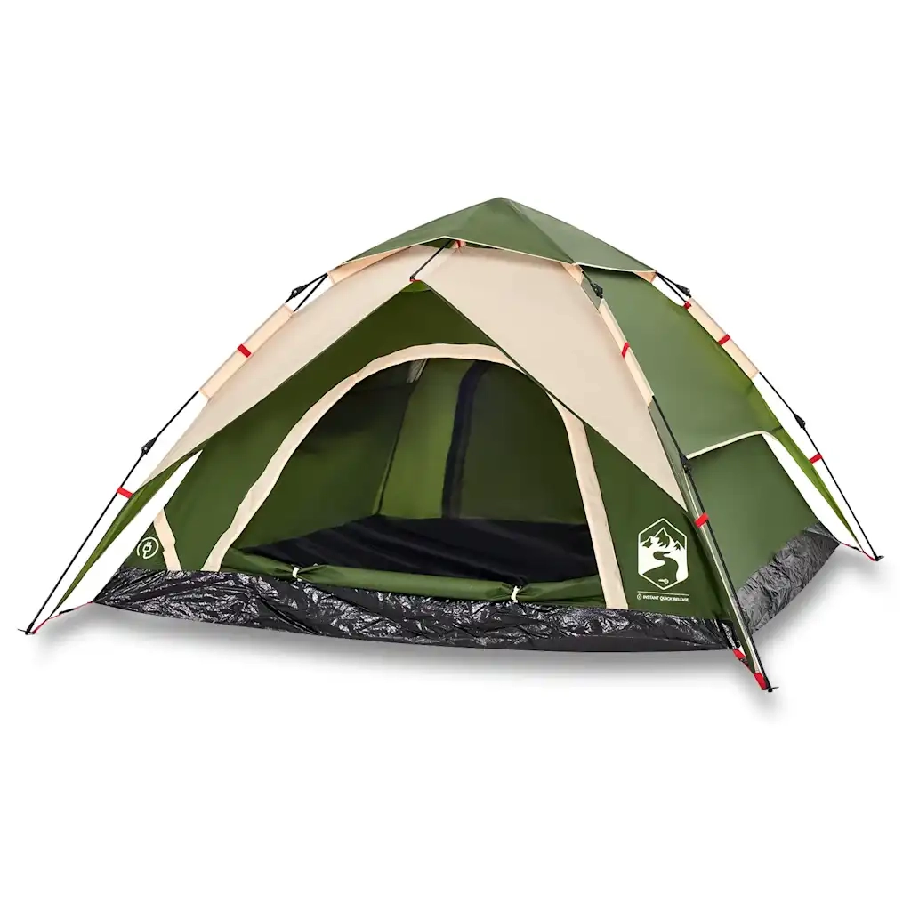 Tenda a Cupola da Campeggio 4 Persone Verde a Rilascio Rapido 4004181
